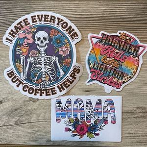 3 Large Handmade Stickers